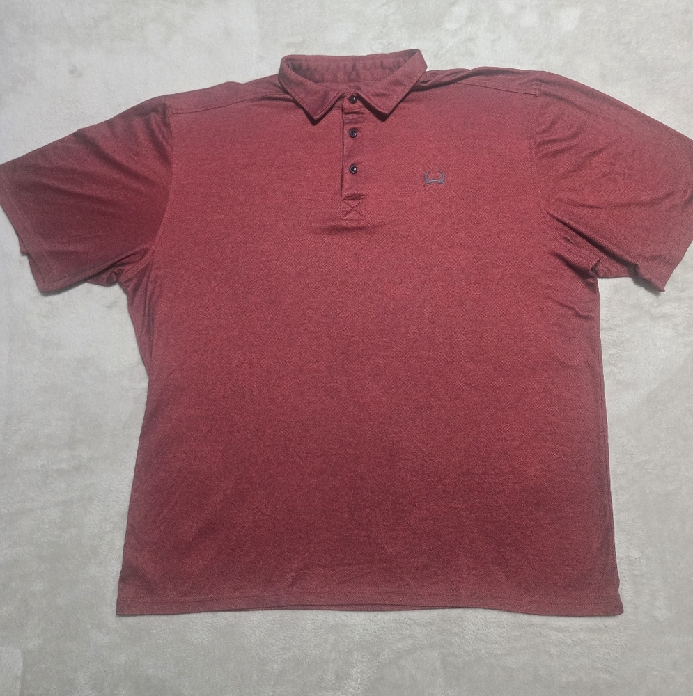 Cinch Maroon Polo Shirt with Embroidered Logo Mens Sz M Western Cowboy Golf - Picture 2 of 6